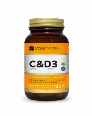 VonPharma Vitamin C in D3 žvečljive tablete, 120 tablet