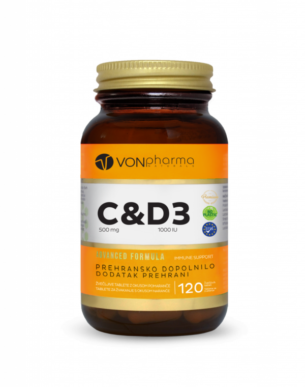 VonPharma Vitamin C in D3 žvečljive tablete, 120 tablet VonPharma Vitamin C in D3 žvečljive tablete, 120 tablet