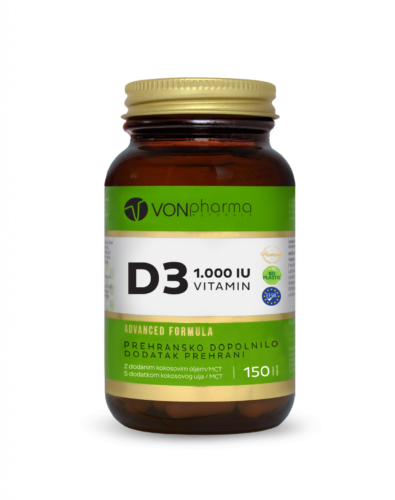VonPharma Vitamin D3 1000 I.E. kapsule, 150 kapsul VonPharma Vitamin D3 1000 I.E. kapsule, 150 kapsul