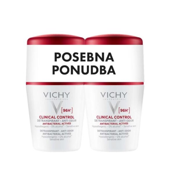 Vichy Clinical Control Dezodorant detranspirant proti neprijetnemu vonju (96 h) roll-on, 2 x 50 ml Vichy Clinical Control Dezodorant detranspirant proti neprijetnemu vonju (96 h) roll-on, 2 x 50 ml