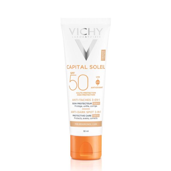 Vichy Capital Soleil Obarvana zaščitna krema 3 v 1 ZF50+ proti temnim lisam, 50 ml Vichy Capital Soleil Obarvana zaščitna krema 3 v 1 ZF50+ proti temnim lisam, 50 ml