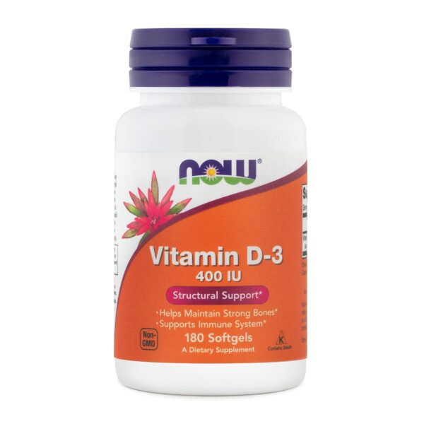 NOW Vitamin D3 400 IE, 180 mehkih kapsul NOW Vitamin D3 400 IE, 180 mehkih kapsul