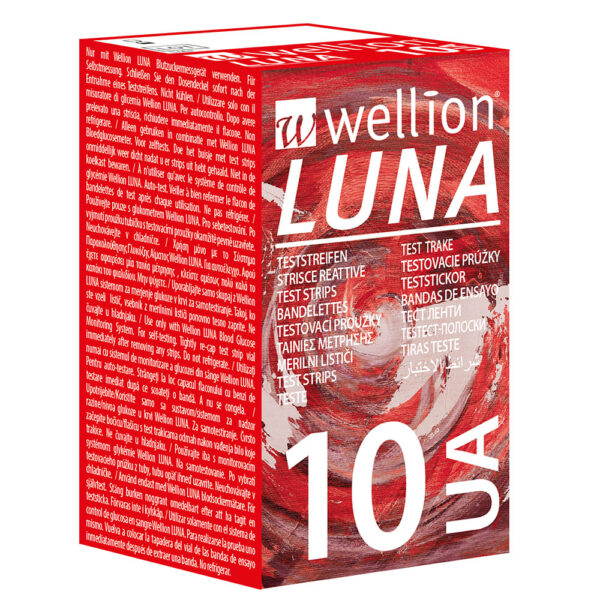 Wellion Luna merilni lističi za merjenje sečne kisline v krvi, 10 lističev Wellion Luna merilni lističi za merjenje sečne kisline v krvi, 10 lističev
