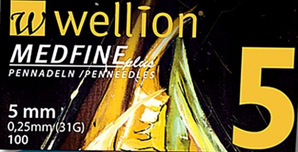 Wellion Medfine Plus igle za inzulinska peresa 31G 5 mm, 100 igel Wellion Medfine Plus igle za inzulinska peresa 31G 5 mm, 100 igel