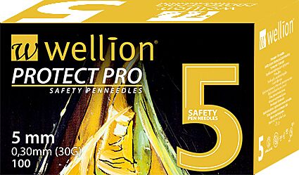 Wellion Protect Pro igle za inzulinska peresa 30G 5 mm, 100 igel Wellion Protect Pro igle za inzulinska peresa 30G 5 mm, 100 igel
