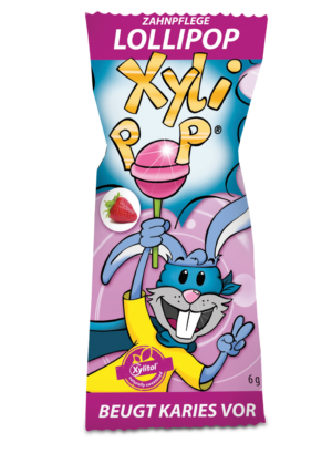 XyliPOP Lizika za preventivo in zobno nego – JAGODA, 50 lizik