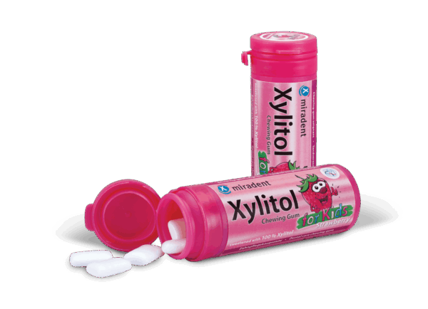 Xylitol zaščitni žvečilni gumi za otroke – jagoda, 30 žvečilnih gumijev