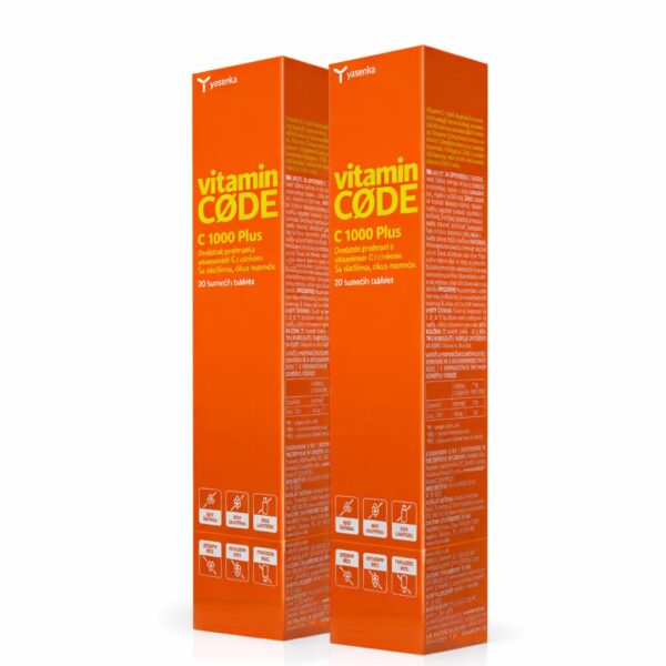 Yasenka Vitamin Code C 1000 Plus šumeče tablete, 2 x 20 šumečih tablet Yasenka Vitamin Code C 1000 Plus šumeče tablete, 2 x 20 šumečih tablet