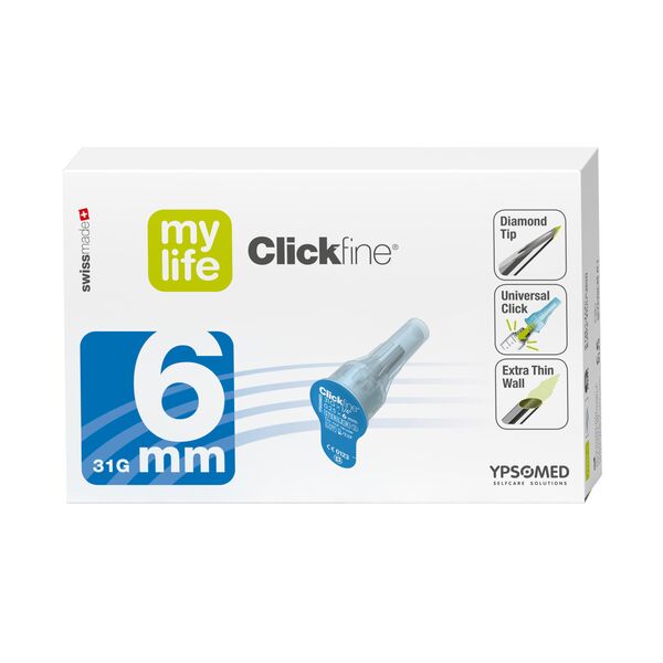 Ypsomed Clickfine 6 mm (31G) igle za inzulinske peresnike, 100 igel Ypsomed Clickfine 6 mm (31G) igle za inzulinske peresnike, 100 igel