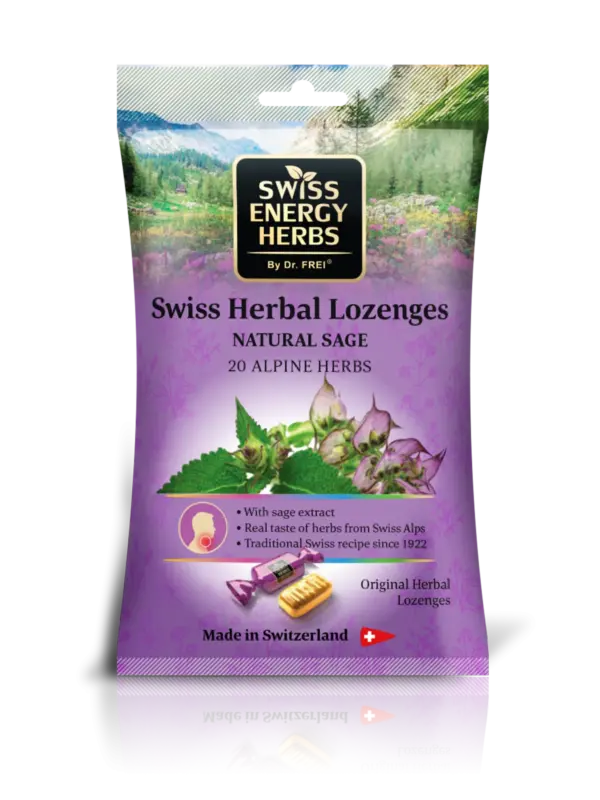 Swiss Energy Herbs zeliščne pastile z 20 zelišči in žajbljem, 12 pastil