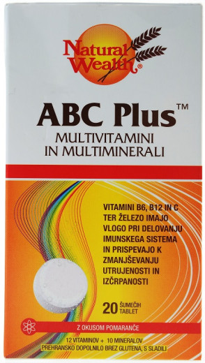 Natural Wealth ABC Plus šumeče tablete, 20 tablet