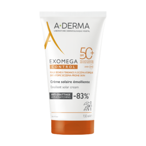 A-Derma Exomega Control emolientna krema za zaščito pred soncem ZF50+, 150 ml