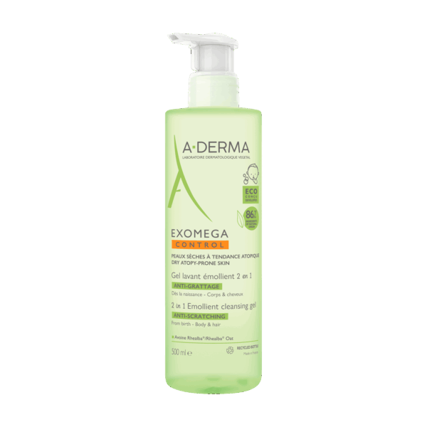 A-Derma Exomega Control emolientni čistilni gel 2v1, 500 ml
