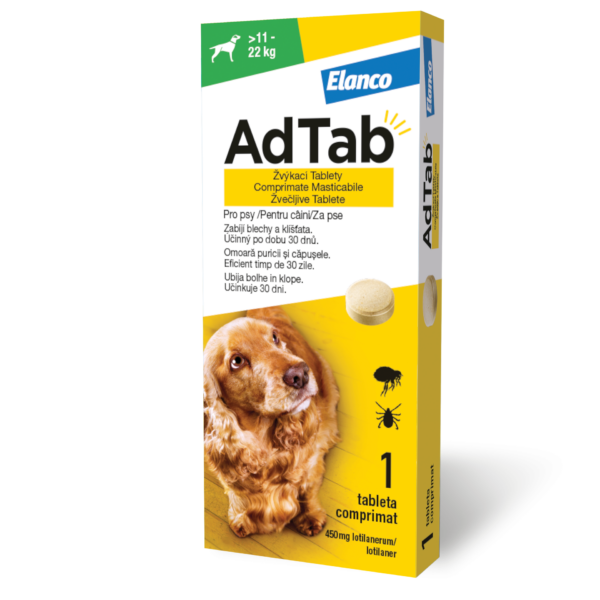 AdTab 450 mg žvečljive tablete za pse (> 11 - 22 kg), 1 tableta AdTab 450 mg žvečljive tablete za pse (> 11 - 22 kg), 1 tableta