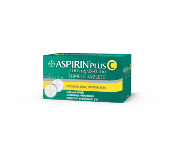 Aspirin plus C 400 mg/240 mg šumeče tablete, 20 šumečih tablet Aspirin plus C 400 mg/240 mg šumeče tablete, 20 šumečih tablet