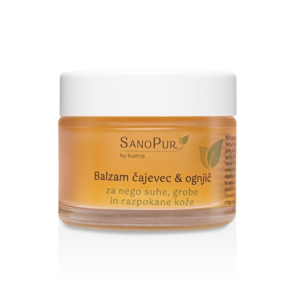 SanoPur Čajevec in ognjič balzam za nego suhe, grobe in razpokane kože, 50 ml SanoPur Čajevec in ognjič balzam za nego suhe, grobe in razpokane kože, 50 ml