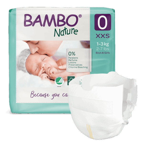 Bambo Nature 0 (XXS) Premature otroške pleničke za nedonošenčke (1-3 kg), 24 pleničk Bambo Nature 0 (XXS) Premature otroške pleničke za nedonošenčke (1-3 kg), 24 pleničk