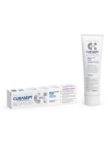 Curasept Biosmalto Impact Action CAE zobna pena z okusom jagode, 50 ml Curasept Biosmalto Impact Action CAE zobna pena z okusom jagode, 50 ml
