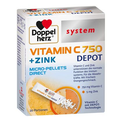 Doppelherz System Vitamin C 750 + cink DEPO vrečke, 20 vrečk Doppelherz System Vitamin C 750 + cink DEPO vrečke, 20 vrečk