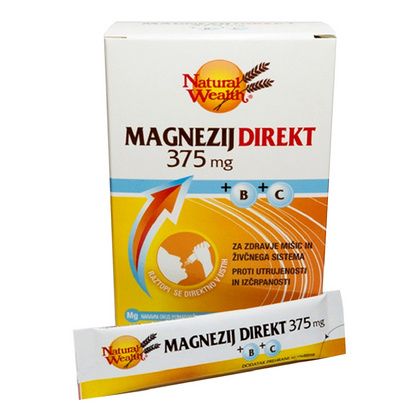 Natural Wealth Magnezij Direkt 375 mg z vitamini B in C granule za neposredno zaužitje, 20 vrečk Natural Wealth Magnezij Direkt 375 mg z vitamini B in C granule za neposredno zaužitje, 20 vrečk