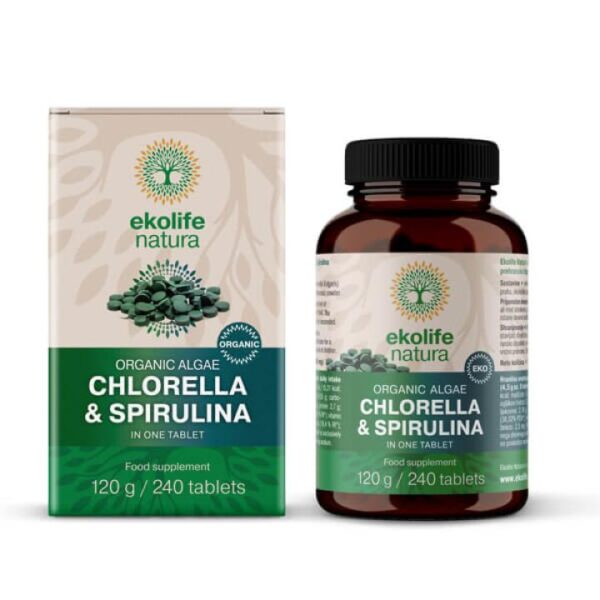 Ekolife natura Ekološka alga Chlorella & Spirulina tablete, 240 tablet Ekolife natura Ekološka alga Chlorella & Spirulina tablete, 240 tablet
