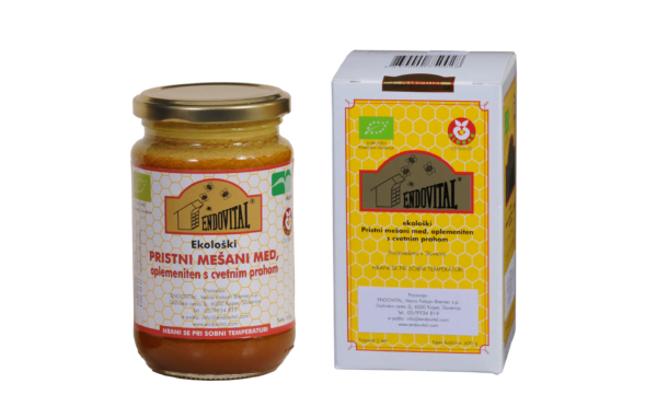 Endovital ekološki med oplemeniten s cvetnim prahom, 450 g Endovital ekološki med oplemeniten s cvetnim prahom, 450 g