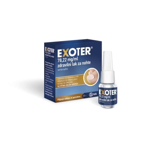 Exoter 78,22 mg/ml zdravilni lak za nohte, 3,3 ml Exoter 78,22 mg/ml zdravilni lak za nohte, 3,3 ml