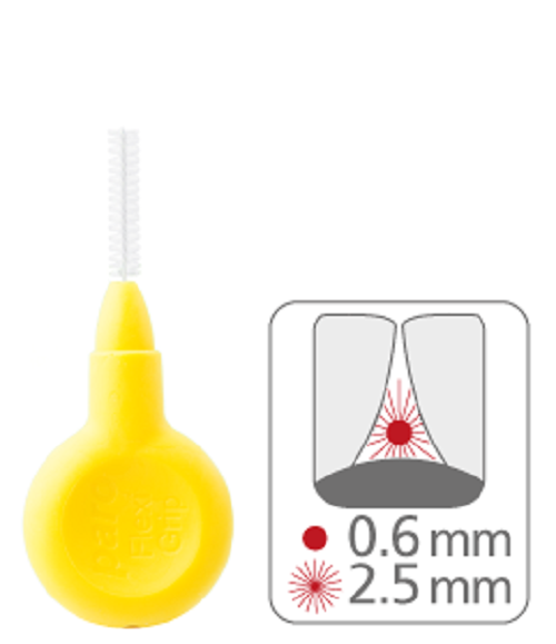 Paro Flexi grip medzobna ščetka (rumena) – 2,5 mm, 4 medzobne ščetke Paro Flexi grip medzobna ščetka (rumena) – 2,5 mm, 4 medzobne ščetke