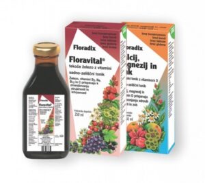 Floradix komplet: Floravital tonik (250 ml) in Floradix Ca + Mg + Zn + vitamin D tonik (250 ml)
