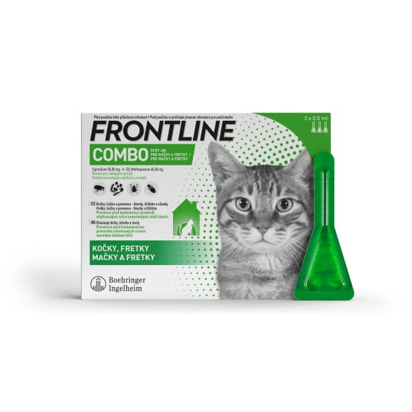 Frontline Combo kožni nanos za mačke merilna kapalka, 3 x 0,5 ml Frontline Combo kožni nanos za mačke merilna kapalka, 3 x 0,5 ml