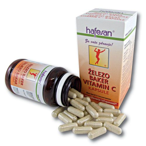 Hafesan železo + baker + vitamin C kapsule, 60 kapsul Hafesan železo + baker + vitamin C kapsule, 60 kapsul