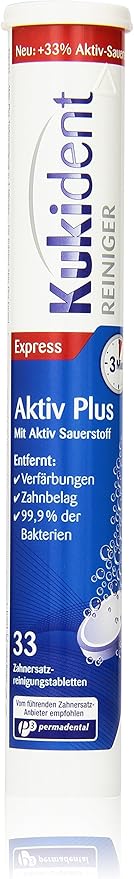Kukident Aktiv Plus šumeče tablete za čiščenje proteze, 33 tablet