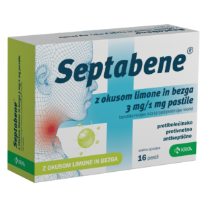 Septabene z okusom limone in bezga 3 mg/1 mg pastile, 16 pastil