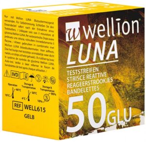 Wellion Luna merilni lističi za glukozo v krvi, 50 lističev