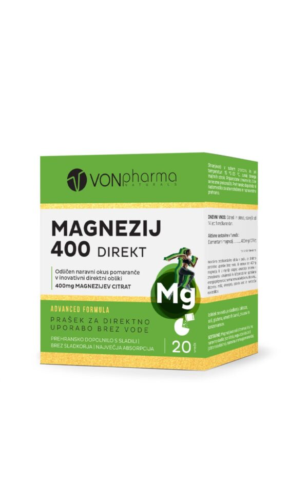 VonPharma Magnezij 400 direkt prašek, 20 vrečk VonPharma Magnezij 400 direkt prašek, 20 vrečk