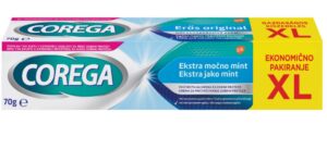 Corega Ekstra Močno Mint pričvrstilna krema za zobne proteze, 70 g Corega Ekstra Močno Mint pričvrstilna krema za zobne proteze, 70 g