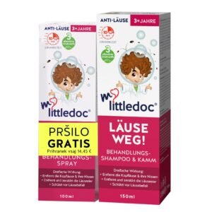 Mylittledoc Uši stran! paket: Šampon za odstranjevanje uši in gnid (150 ml) + Pršilo za odstranjevanje uši in gnid (100 ml)