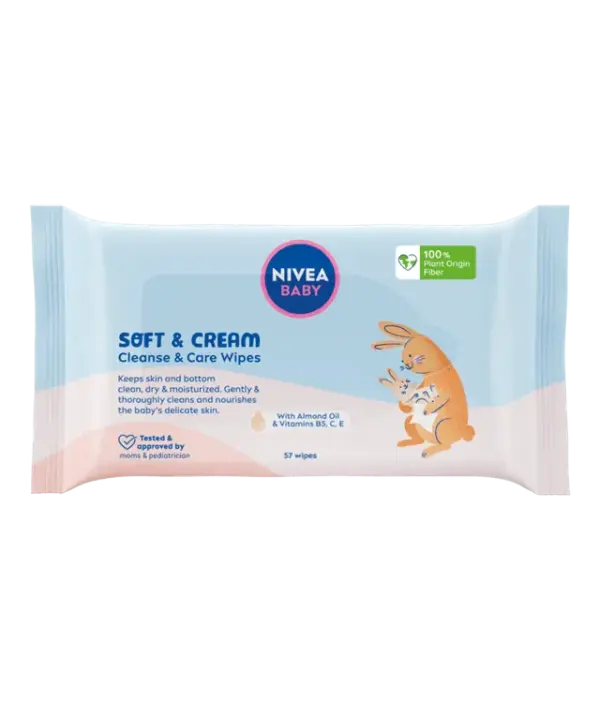 NIVEA BABY Soft & Cream vlažni čistilni robčki, 57 robčkov NIVEA BABY Soft & Cream vlažni čistilni robčki, 57 robčkov