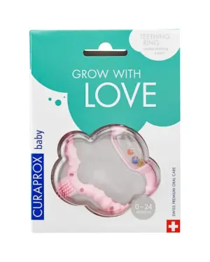 Curaprox Baby obroček za grizenje (roza), 1 obroček