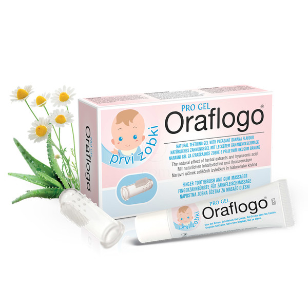 Oraflogo Pro Gel Prvi Zobki: gel 15 ml + naprstna ščetka Oraflogo Pro Gel Prvi Zobki: gel 15 ml + naprstna ščetka
