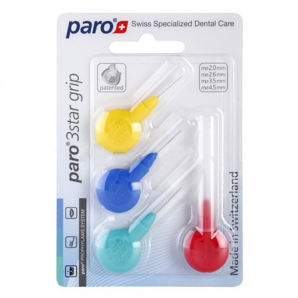 Paro 3star grip trikotna medzobna ščetka, 4 medzobne ščetke različnih velikosti Paro 3star grip trikotna medzobna ščetka, 4 medzobne ščetke različnih velikosti
