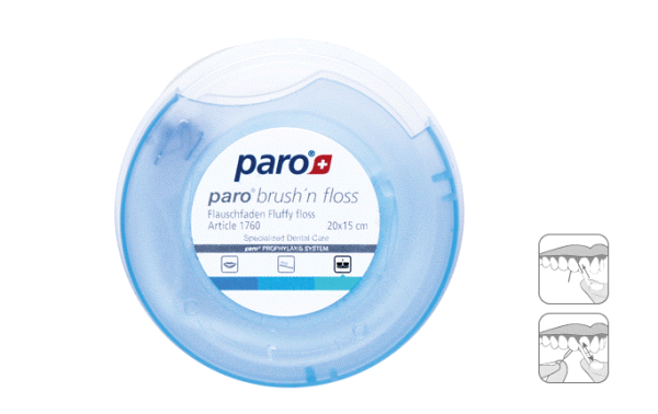 Paro Brush’n floss puhasta zobna nitka za mostičke, 20 x 15 cm Paro Brush’n floss puhasta zobna nitka za mostičke, 20 x 15 cm