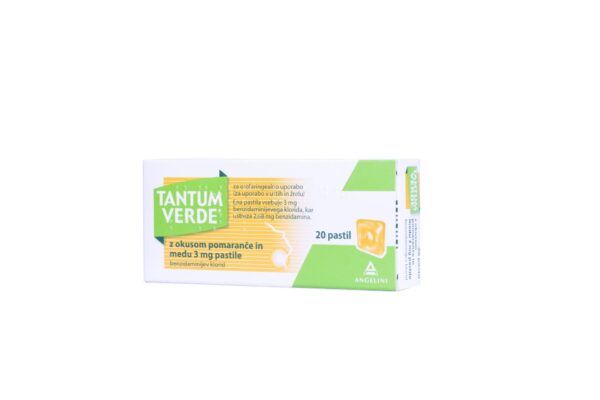 Tantum Verde z okusom pomaranče in medu 3 mg pastile, 20 pastil Tantum Verde z okusom pomaranče in medu 3 mg pastile, 20 pastil