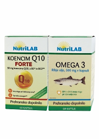 Nutrilab paket: Koencim Q10 Forte (60 kapsul) + Omega-3 500 mg (60 kapsul)