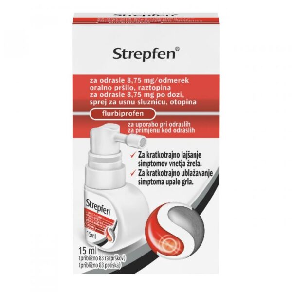 Strepfen za odrasle 8,75 mg/odmerek oralno pršilo, 15 ml Strepfen za odrasle 8,75 mg/odmerek oralno pršilo, 15 ml