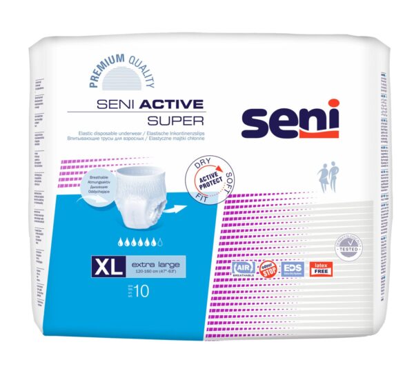 Seni Active Super mobilne hlačke za inkontinenco – Extra Large, 10 mobilnih hlačk Seni Active Super mobilne hlačke za inkontinenco – Extra Large, 10 mobilnih hlačk