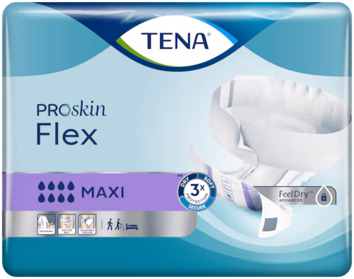 Tena Flex Proskin Maxi hlačne predloge s pasom za inkontinenco – velikost XL, 21 predlog Tena Flex Proskin Maxi hlačne predloge s pasom za inkontinenco – velikost XL, 21 predlog
