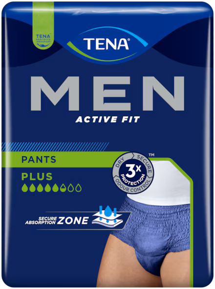 Tena Men Active Fit Pants Plus inkontinenčne hlačke – velikost L/XL (modre), 8 hlačk Tena Men Active Fit Pants Plus inkontinenčne hlačke – velikost L/XL (modre), 8 hlačk