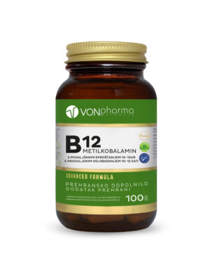 VonPharma B12 metilkobalamin tablete s podaljšanim sproščanjem 10-12 ur, 100 tablet